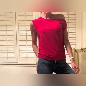 Norma Kamala red drop shoulder top